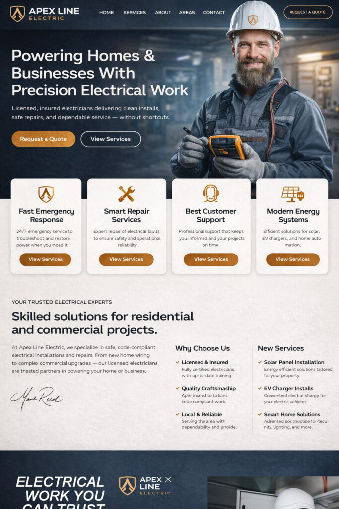 Electrician in safety helmet using multimeter for electrical work.