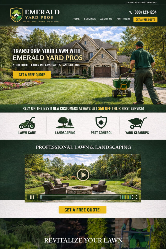 Modern web design for landscaping and lawn care service websites.
