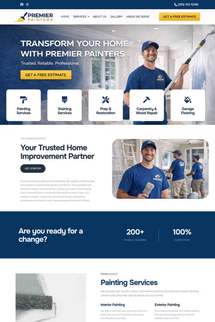 Web Design for Absolutely Dominate website homepage.