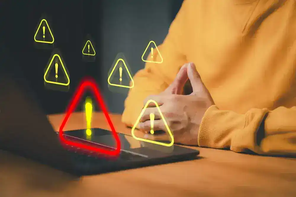 Digital warning sign highlighting risks of keyword stuffing in SEO.